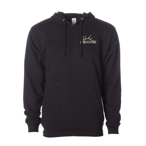 Vertical Flag Hoodie - Black - Born and Raised Outdoors