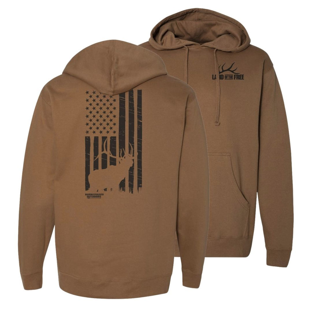 Vertical Flag Hoodie - Saddle - Born and Raised Outdoors
