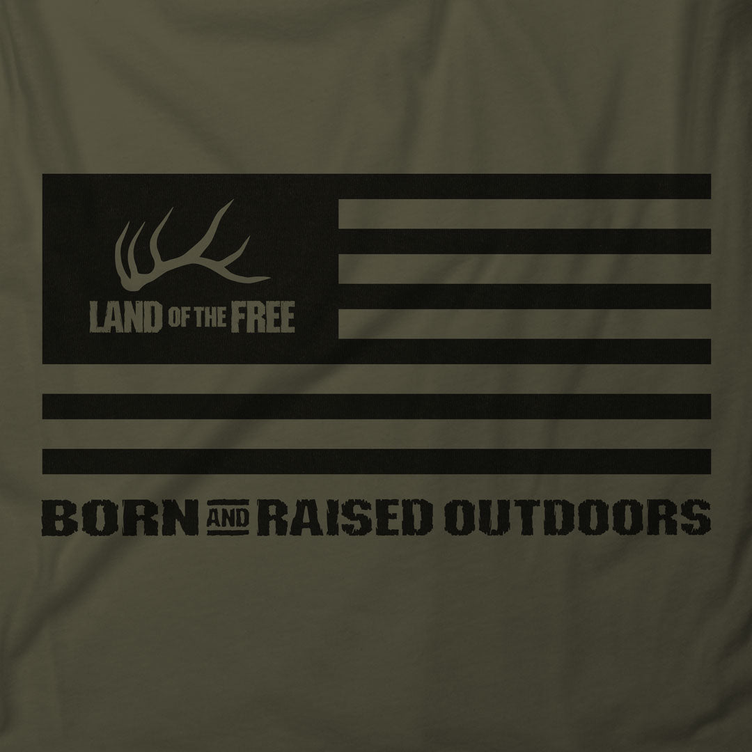 LOF Flag Hoody - Army - Born And Raised Outdoors